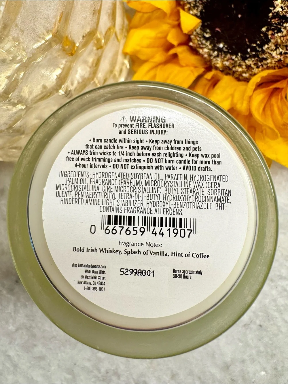 New White Barn / Bath & Body Works Single 1-Wick Coffee & Whiskey Candle 8oz